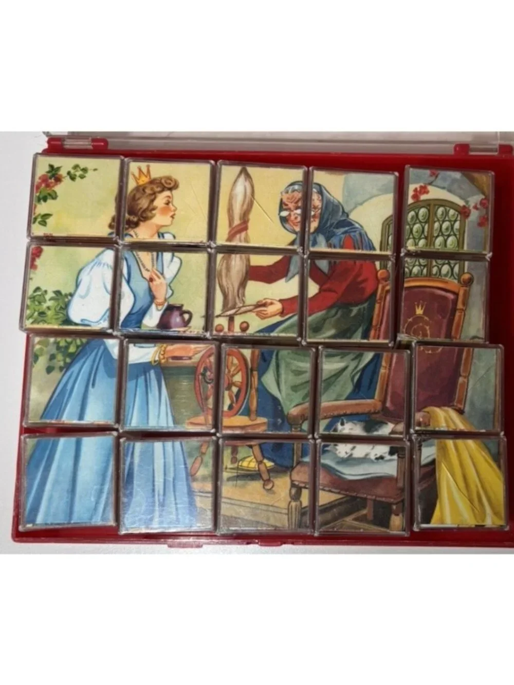 Vintage German Eichhorn Picture Block Puzzle Grimm’s Fairy Tales with Case